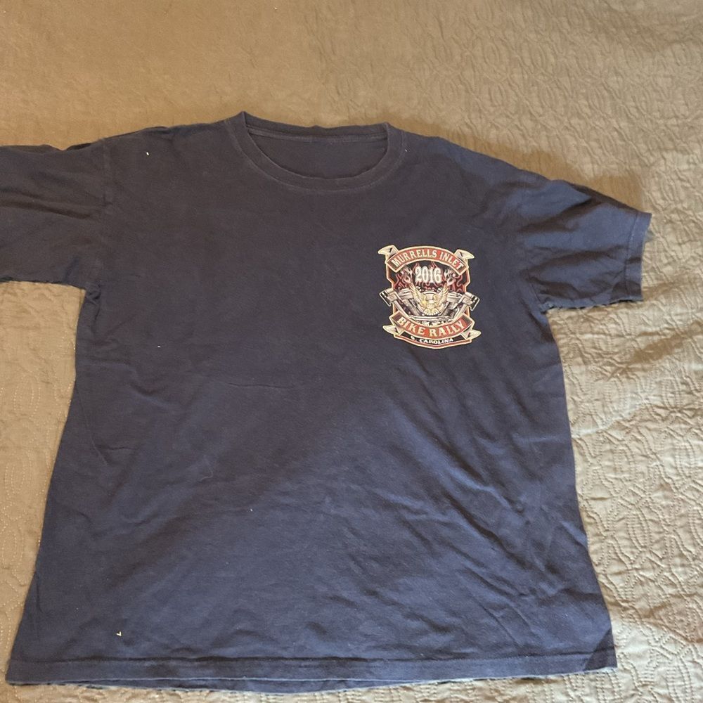 Mens Tee Shirt Blue Short Sleeve Crew Neck Murrells Inlet Bike Rally S. Carolina